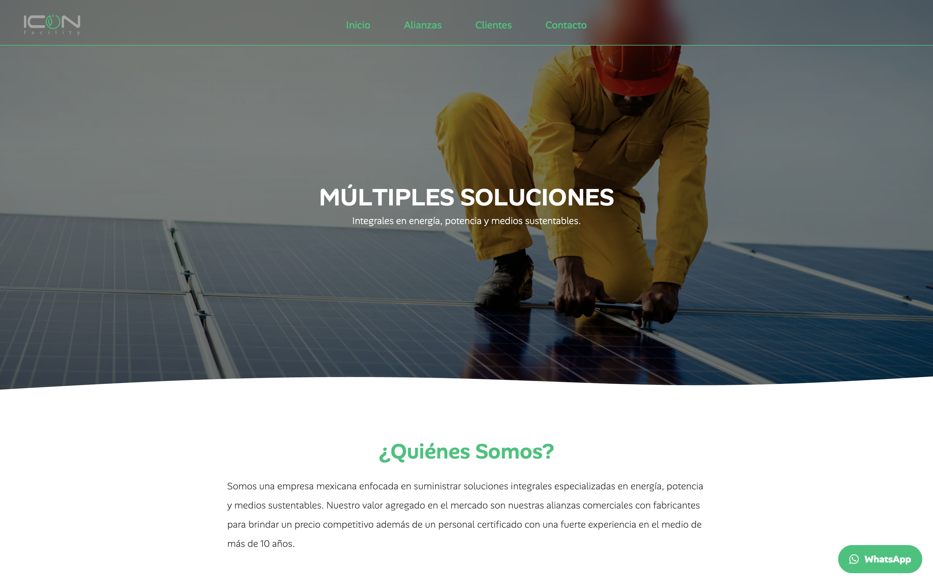 Landing page de Icon Facility